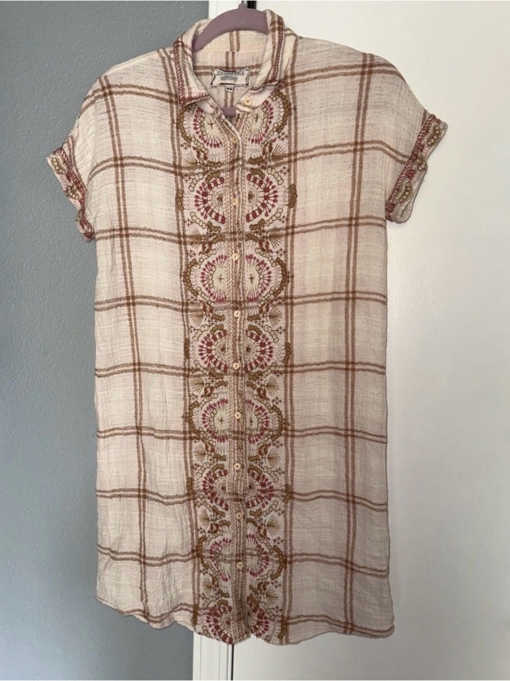 Johnny Was Workshop Leighton Button Up Tunic Top Women’s Size XS Lacey Boho